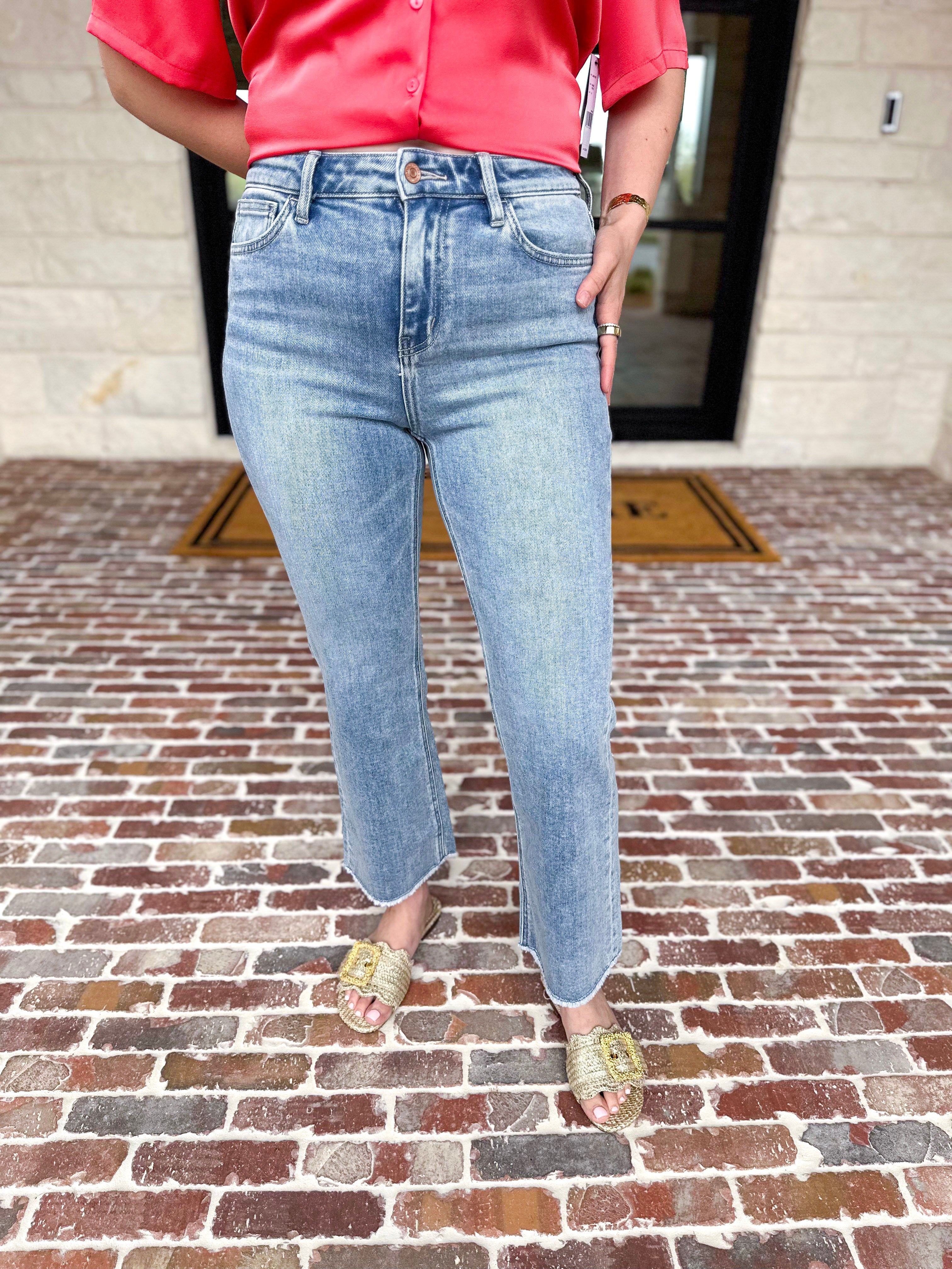 Vervet - High Rise Kick Flare Light Wash Jeans-400 Pants-VEVERT BY FLYING MONKEY-July & June Women's Fashion Boutique Located in San Antonio, Texas