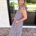 Plaid About You Midi Dress - Chocolate-500 Midi-ENTRO-July & June Women's Fashion Boutique Located in San Antonio, Texas