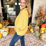 Golden Bubble Sleeve Blouse-200 Fashion Blouses-JODIFL-July & June Women's Fashion Boutique Located in San Antonio, Texas