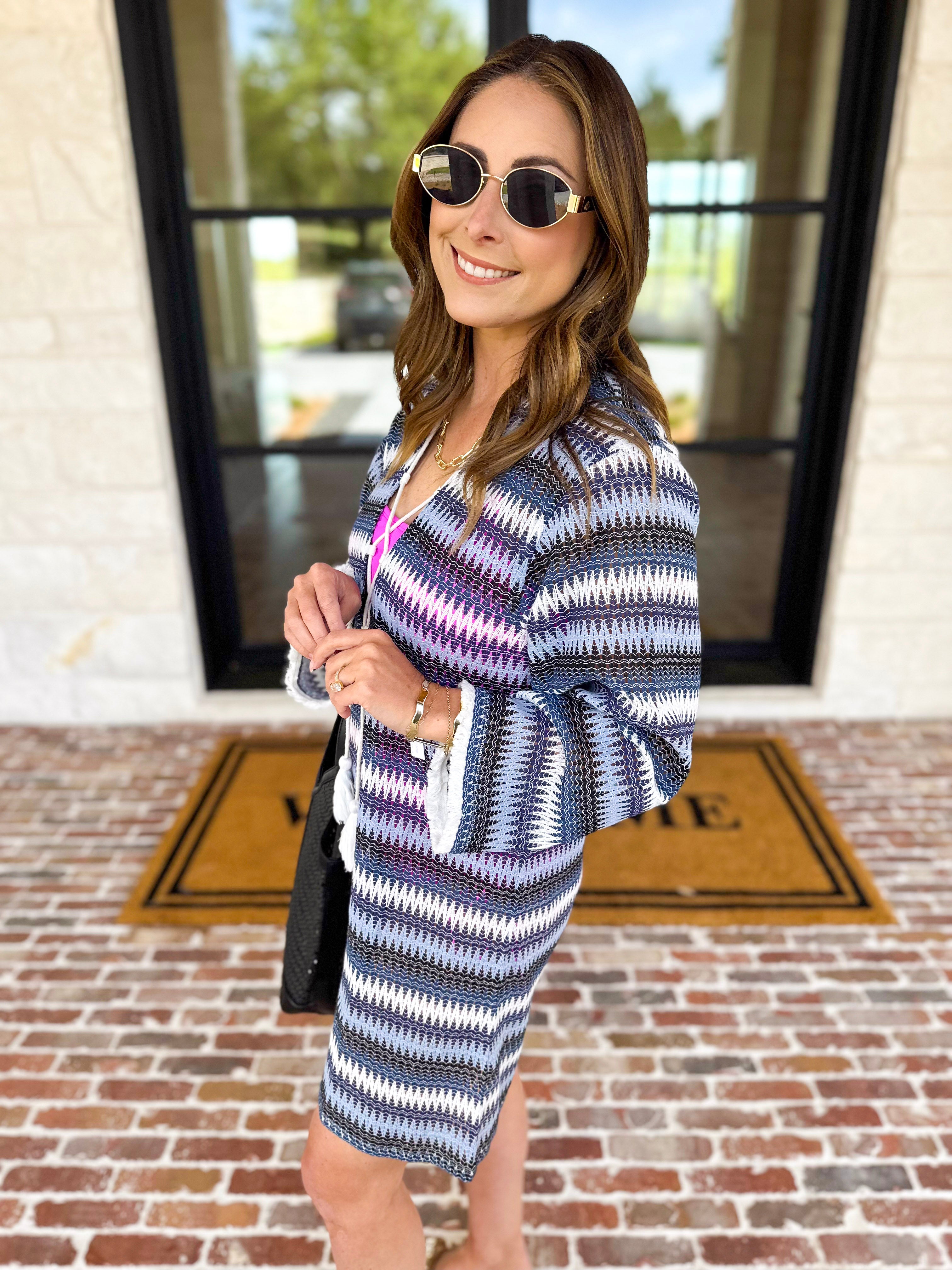 The Paloma Cover Up - Blue-300 Athleisure/Lounge-SHIRALEAH-July & June Women's Fashion Boutique Located in San Antonio, Texas