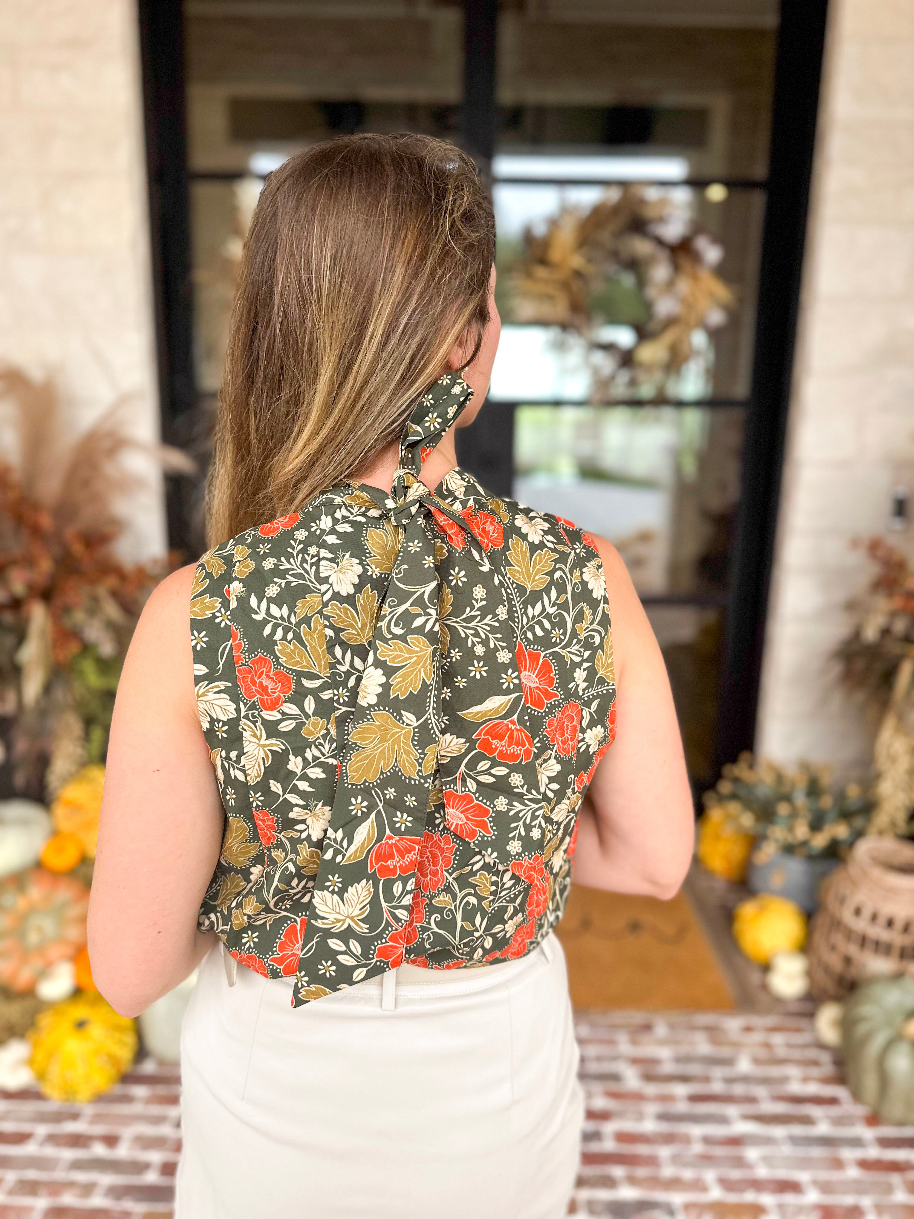 THML - Marigold Garden Sleevless Blouse-200 Fashion Blouses-THML-July & June Women's Fashion Boutique Located in San Antonio, Texas