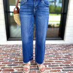 Vervet - Mid Rise Dark Wash Ankle Wide Leg Jeans-420 Denim-VEVERT BY FLYING MONKEY-July & June Women's Fashion Boutique Located in San Antonio, Texas