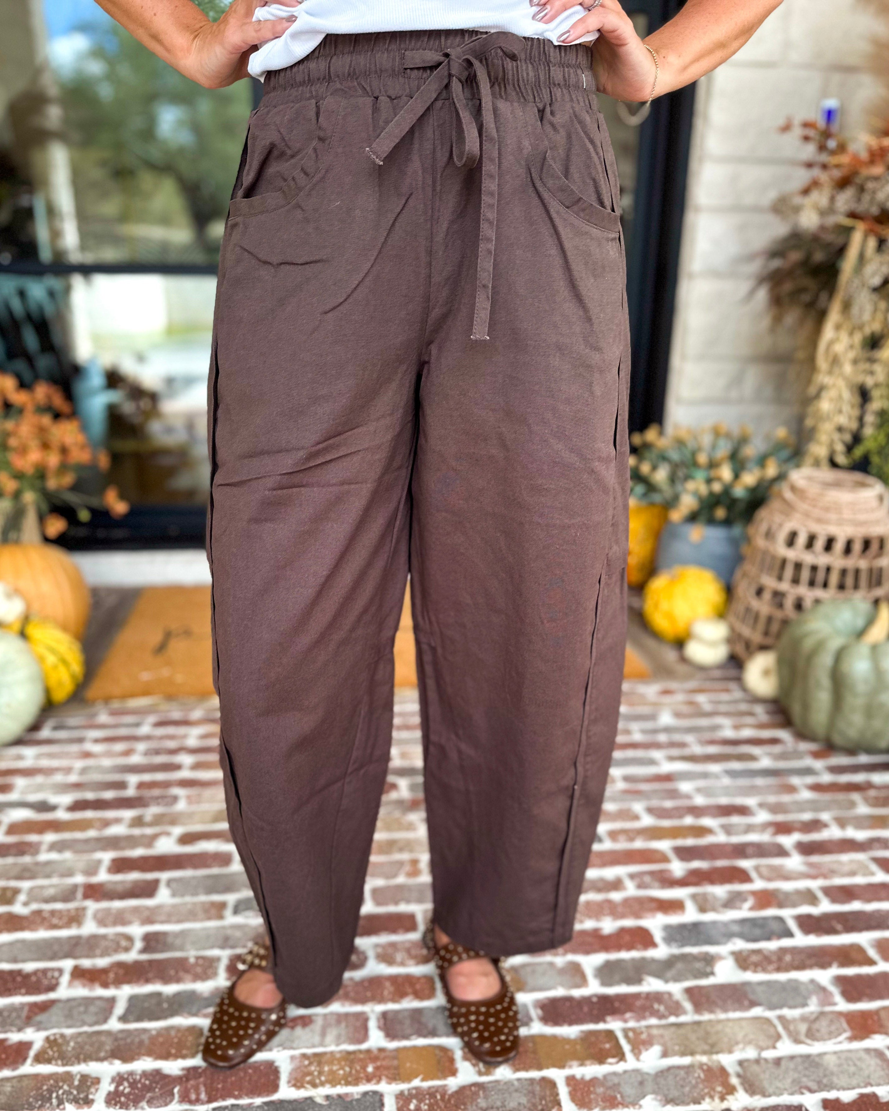 Cotton Barrel Utility Pant - Coffee Bean-400 Pants-MONO B-July & June Women's Fashion Boutique Located in San Antonio, Texas