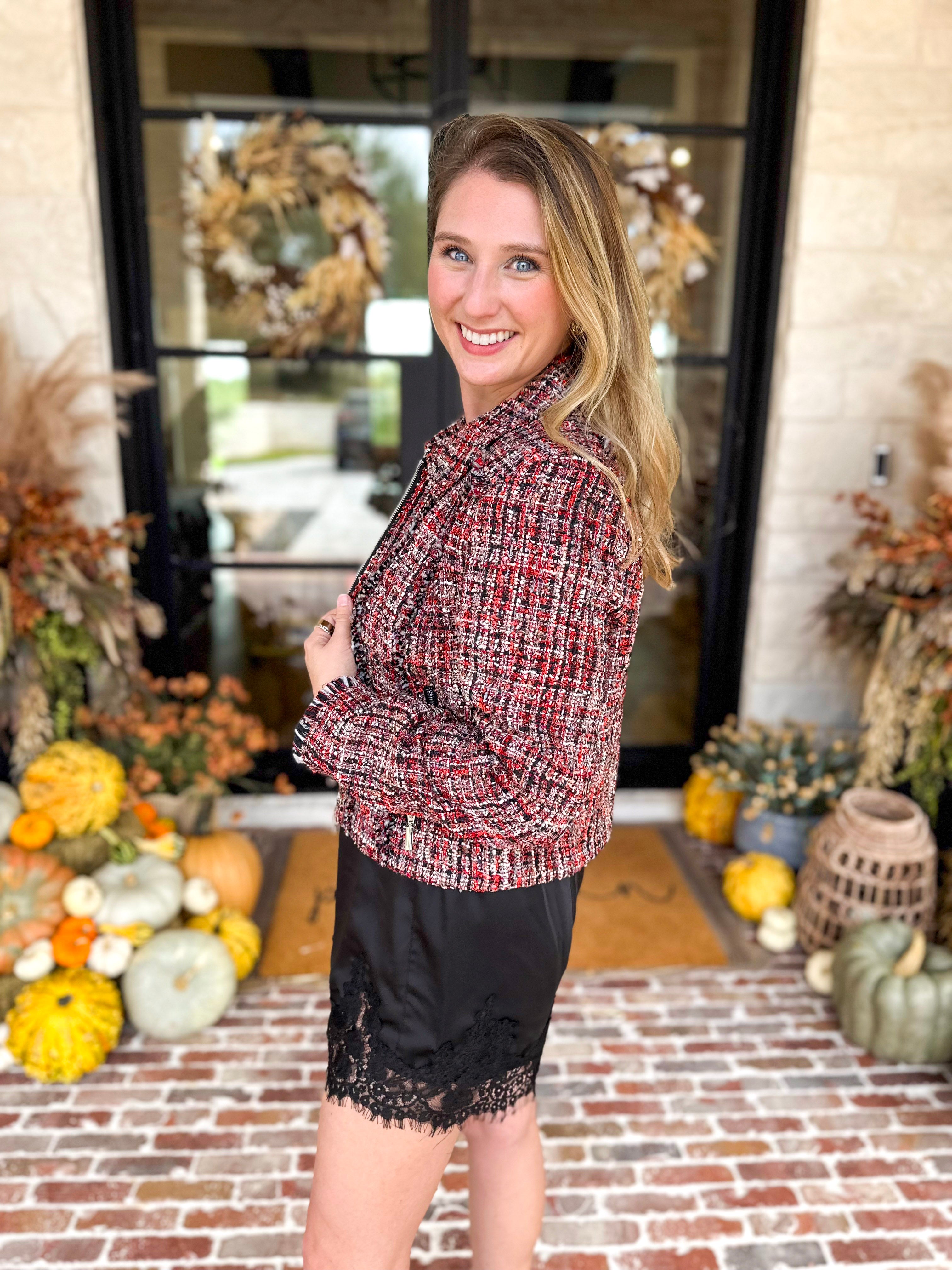 Liverpool - Wine Country Tweed & Fringe Jacket-600 Outerwear-LIVERPOOL JEANS COMPANY-July & June Women's Fashion Boutique Located in San Antonio, Texas