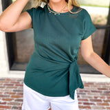 Essentials Knotted Blouse - Hunter Green-200 Fashion Blouses-ENTRO-July & June Women's Fashion Boutique Located in San Antonio, Texas