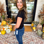 Micro-Ribbed Athleisure Top - Ink Black-210 Casual Blouses-MONO B-July & June Women's Fashion Boutique Located in San Antonio, Texas