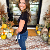 Micro-Ribbed Athleisure Top - Ink Black-210 Casual Blouses-MONO B-July & June Women's Fashion Boutique Located in San Antonio, Texas
