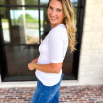 Liverpool - Double Layer V-Neck Top - Ivory-210 Casual Blouses-LIVERPOOL JEANS COMPANY-July & June Women's Fashion Boutique Located in San Antonio, Texas