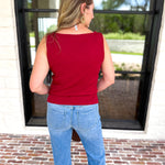 Liverpool - Classic Boatneck Knit Tank - Cranberry-210 Casual Blouses-LIVERPOOL JEANS COMPANY-July & June Women's Fashion Boutique Located in San Antonio, Texas