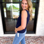 Liverpool - Classic Boatneck Knit Tank - Navy-210 Casual Blouses-LIVERPOOL JEANS COMPANY-July & June Women's Fashion Boutique Located in San Antonio, Texas