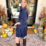 Current Air - Steel Blue Flirty Suede Mini Dress-510 Mini-CURRENT AIR CLOTHING-July & June Women's Fashion Boutique Located in San Antonio, Texas