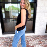 Liverpool - Classic Boatneck Knit Tank - Black-210 Casual Blouses-LIVERPOOL JEANS COMPANY-July & June Women's Fashion Boutique Located in San Antonio, Texas
