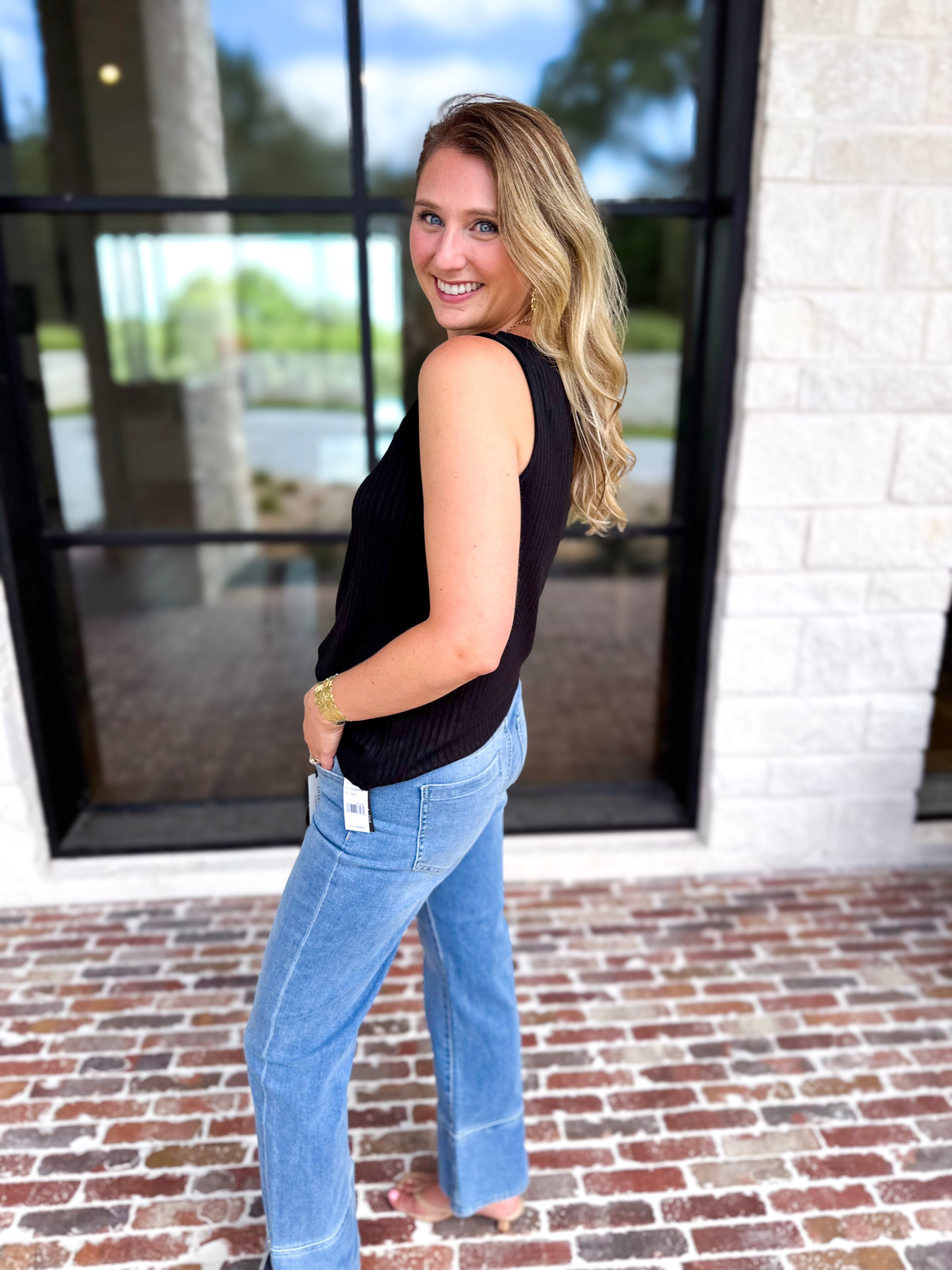 Liverpool - Classic Boatneck Knit Tank - Black-210 Casual Blouses-LIVERPOOL JEANS COMPANY-July & June Women's Fashion Boutique Located in San Antonio, Texas