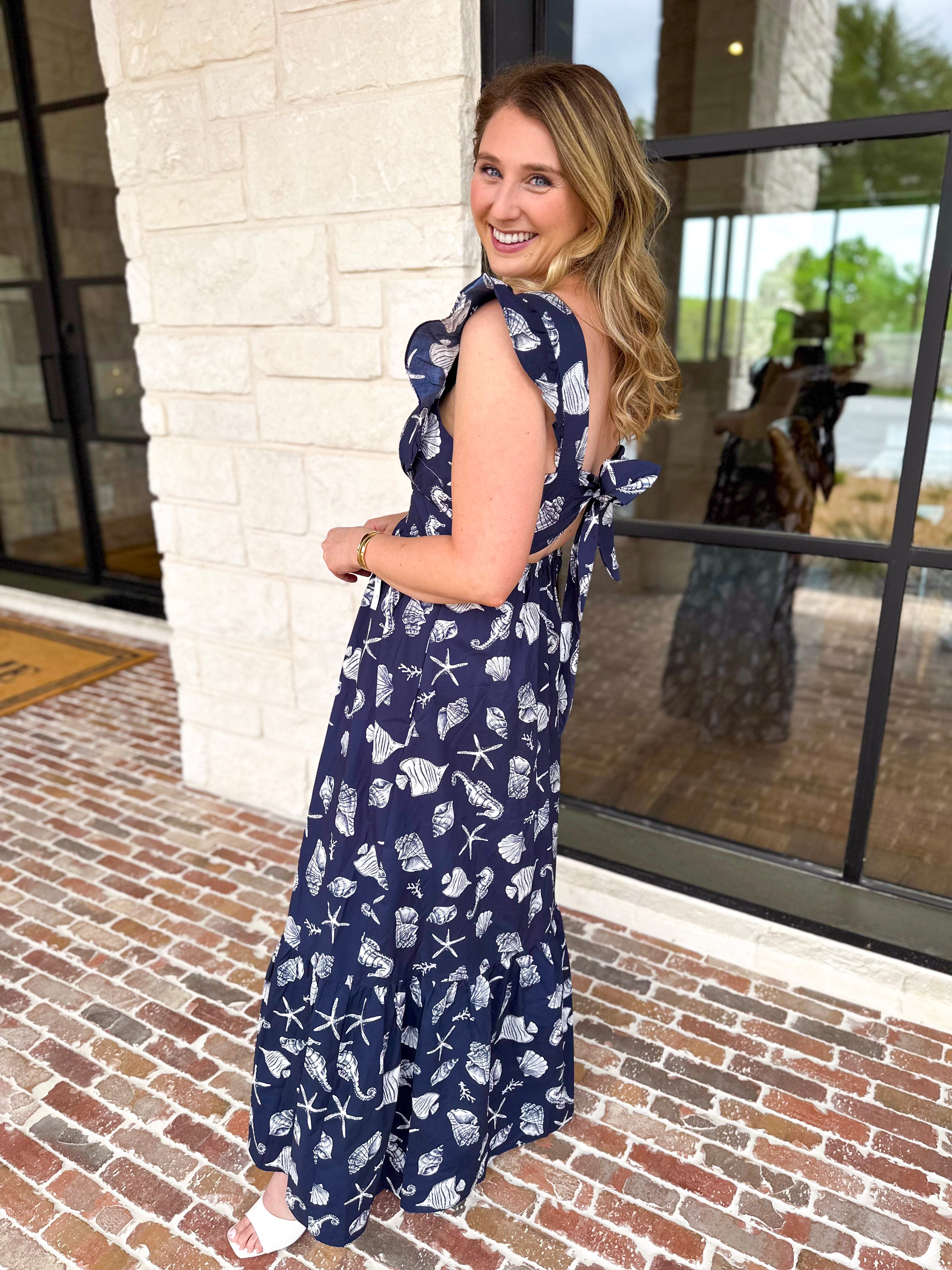 The Shell & Sun Midi Dress-500 Midi-SKIES ARE BLUE-July & June Women's Fashion Boutique Located in San Antonio, Texas