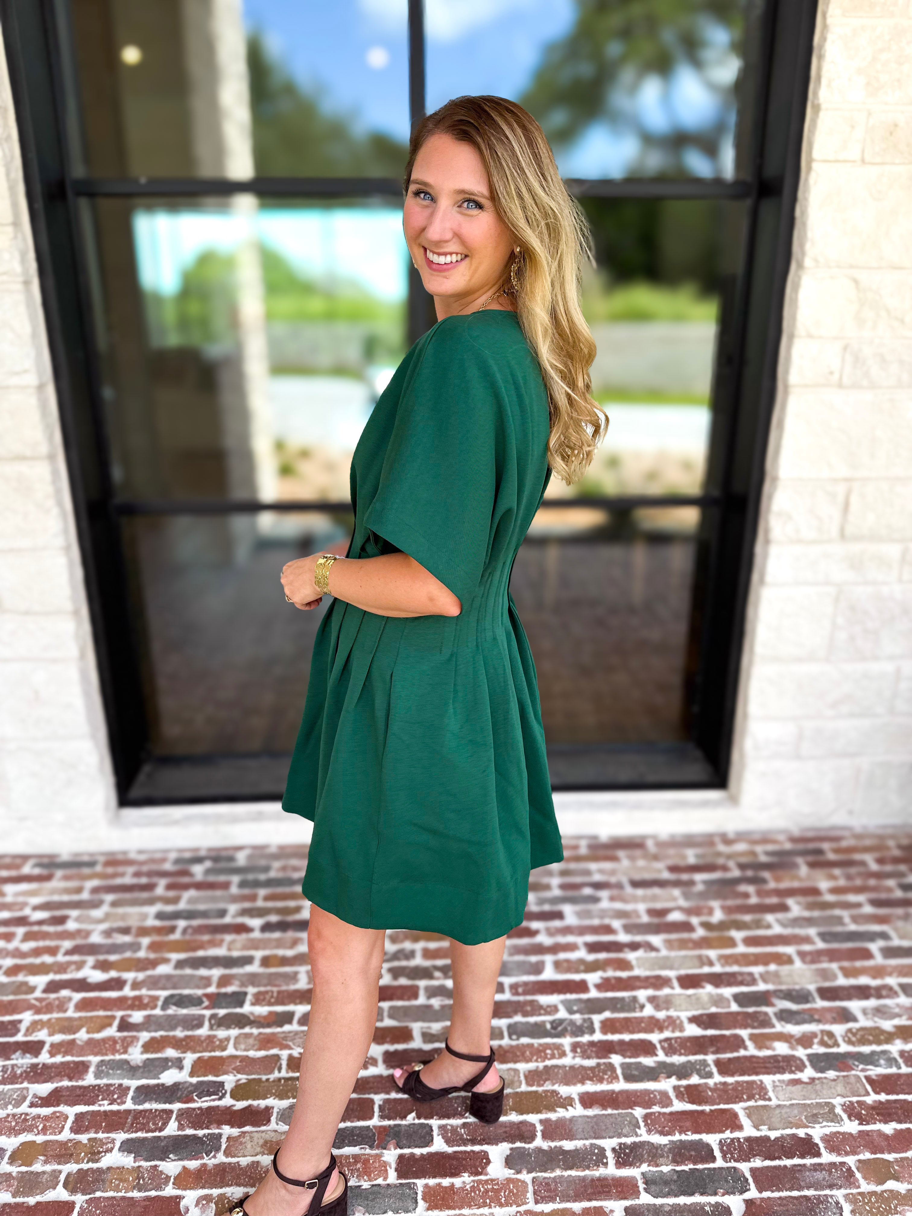 Elevated Chic Mini Dress - Hunter Green-510 Mini-ENTRO-July & June Women's Fashion Boutique Located in San Antonio, Texas