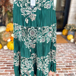 Current Air - Emerald Green Floral Pleated Midi Skirt-410 Shorts/Skirts-CURRENT AIR CLOTHING-July & June Women's Fashion Boutique Located in San Antonio, Texas