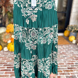 Current Air - Emerald Green Floral Pleated Midi Skirt-410 Shorts/Skirts-CURRENT AIR CLOTHING-July & June Women's Fashion Boutique Located in San Antonio, Texas