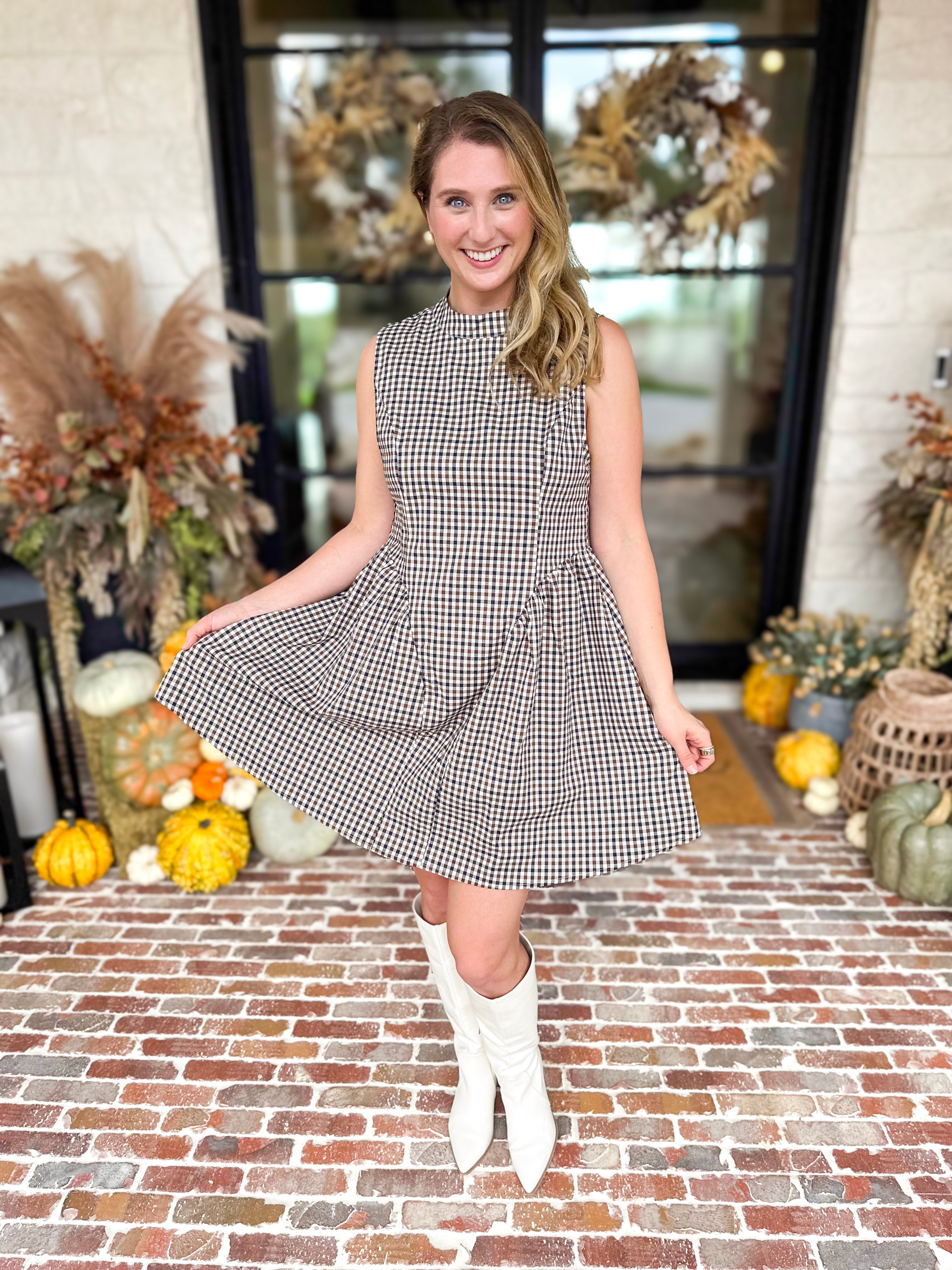 THML - Downtown Gingham Mini Dress-510 Mini-THML-July & June Women's Fashion Boutique Located in San Antonio, Texas
