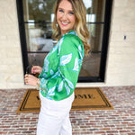 Current Air - Spring Green Floral Blouse-200 Fashion Blouses-CURRENT AIR CLOTHING-July & June Women's Fashion Boutique Located in San Antonio, Texas