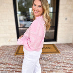Bloom Where You're Planted Blouse - Pink-200 Fashion Blouses-ENTRO-July & June Women's Fashion Boutique Located in San Antonio, Texas