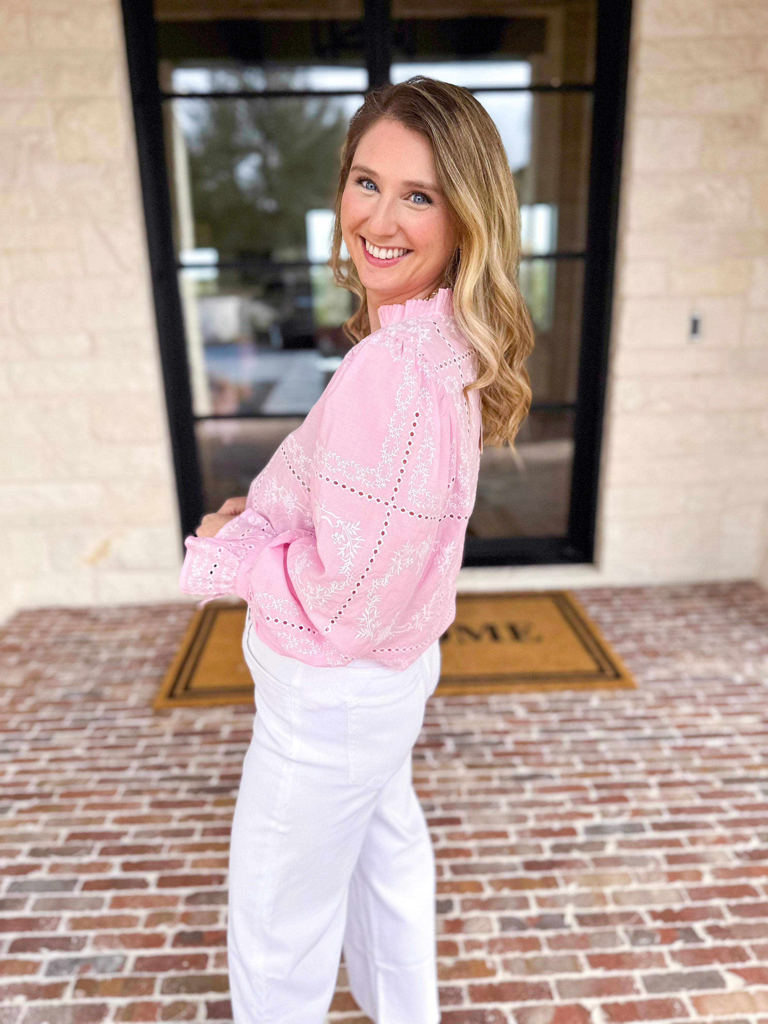 Bloom Where You're Planted Blouse - Pink-200 Fashion Blouses-ENTRO-July & June Women's Fashion Boutique Located in San Antonio, Texas