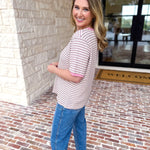 Casual Hangout Striped Tee - Pink-210 Casual Blouses-POLOGRAM-July & June Women's Fashion Boutique Located in San Antonio, Texas