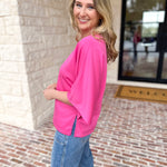 Easy Oversized Knit Top - Pink-230 Sweaters/Cardis-ENTRO-July & June Women's Fashion Boutique Located in San Antonio, Texas