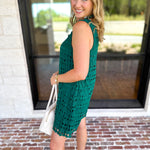 Crochet Overlay Mini Dress - Pine-510 Mini-ENTRO-July & June Women's Fashion Boutique Located in San Antonio, Texas