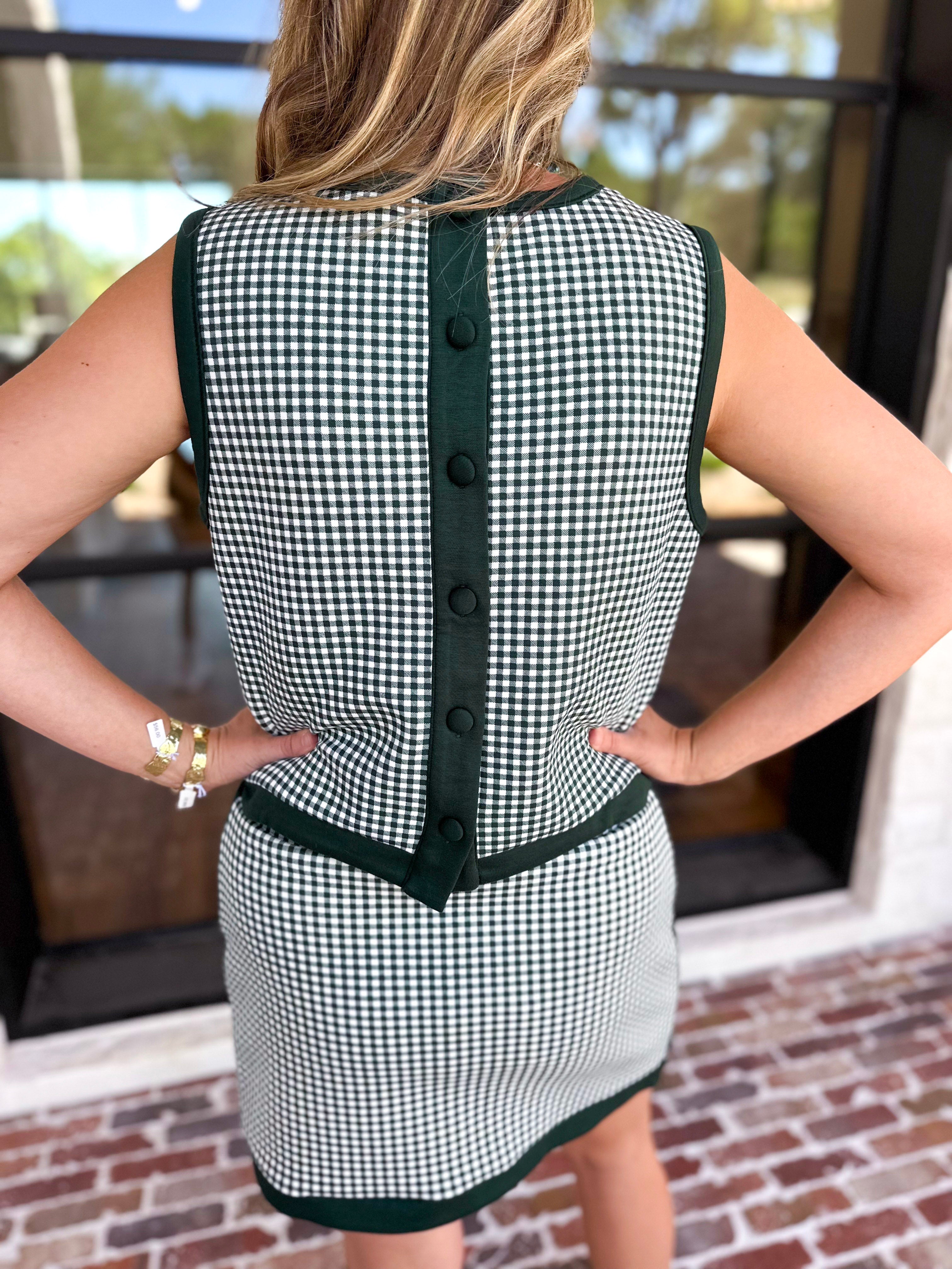 Weekend Vibes Gingham Set - Hunter Green-300 Athleisure/Lounge-ENTRO-July & June Women's Fashion Boutique Located in San Antonio, Texas