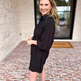 Little Black & Gold Details Mini Dress-510 Mini-ENTRO-July & June Women's Fashion Boutique Located in San Antonio, Texas