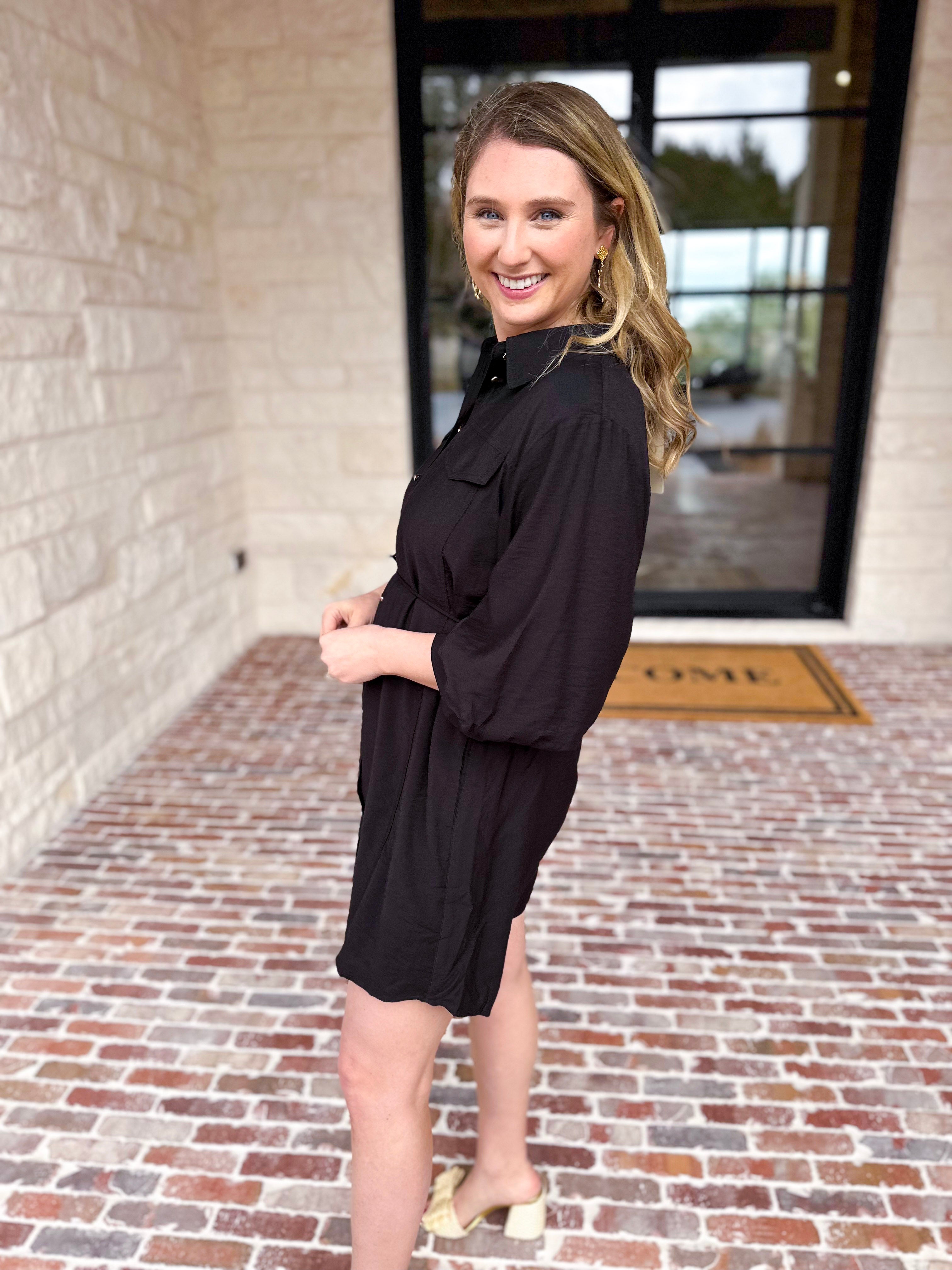 Little Black & Gold Details Mini Dress-510 Mini-ENTRO-July & June Women's Fashion Boutique Located in San Antonio, Texas