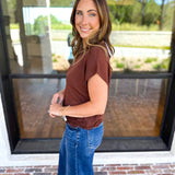 The Timeless Lace Detail Top - Mocha-200 Fashion Blouses-ENTRO-July & June Women's Fashion Boutique Located in San Antonio, Texas