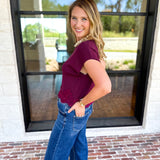 The Timeless Lace Detail Top - Burgundy-200 Fashion Blouses-ENTRO-July & June Women's Fashion Boutique Located in San Antonio, Texas