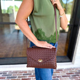 Harper Woven Crossbody Bag - Chocolate-130 ACCESSORIES-Moda Luxe-July & June Women's Fashion Boutique Located in San Antonio, Texas
