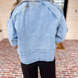 Light Wash Trench Style Denim Jacket-600 Outerwear-TCEC-July & June Women's Fashion Boutique Located in San Antonio, Texas