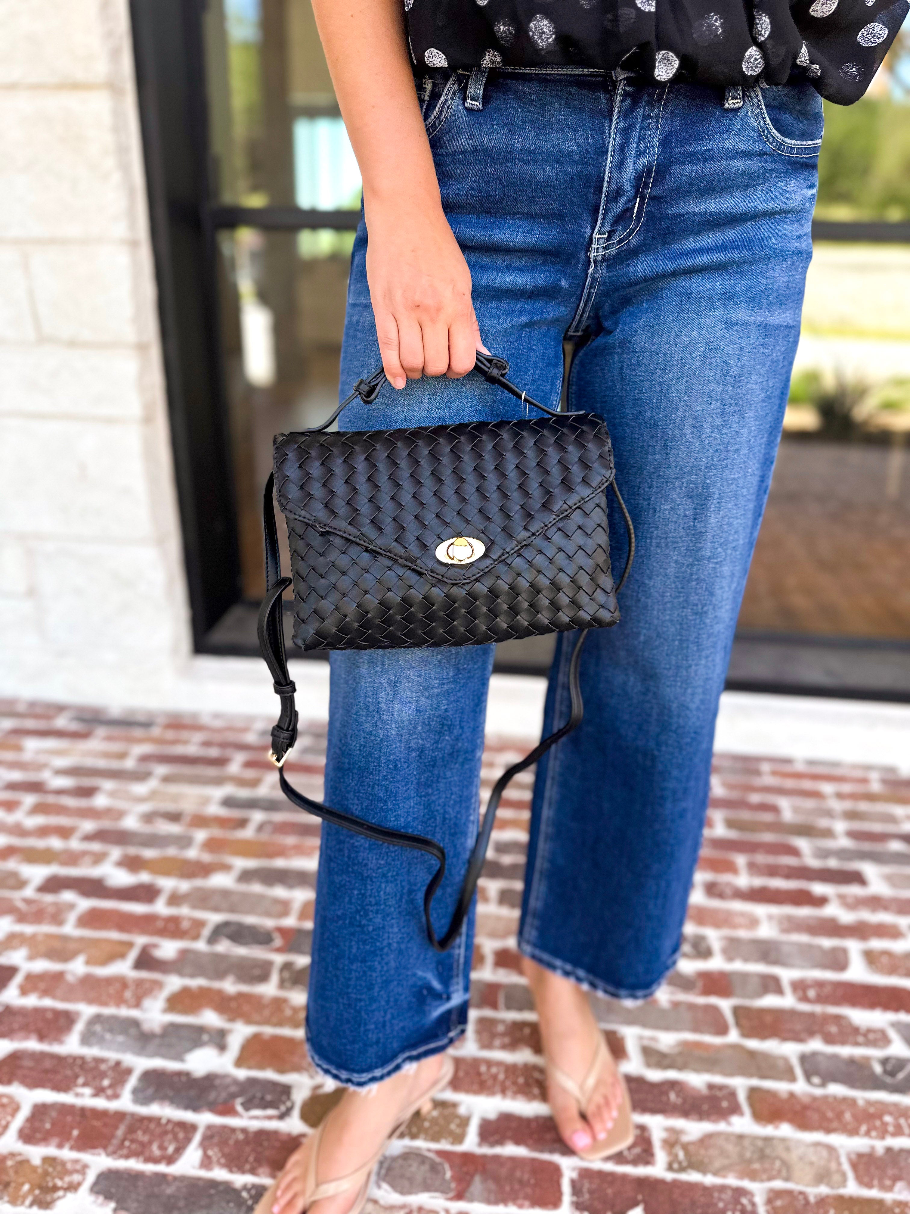Harper Woven Crossbody Bag - Black-130 ACCESSORIES-Moda Luxe-July & June Women's Fashion Boutique Located in San Antonio, Texas