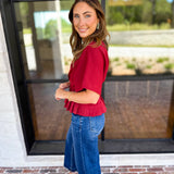 Elevated Chic Top - Merlot-200 Fashion Blouses-ENTRO-July & June Women's Fashion Boutique Located in San Antonio, Texas