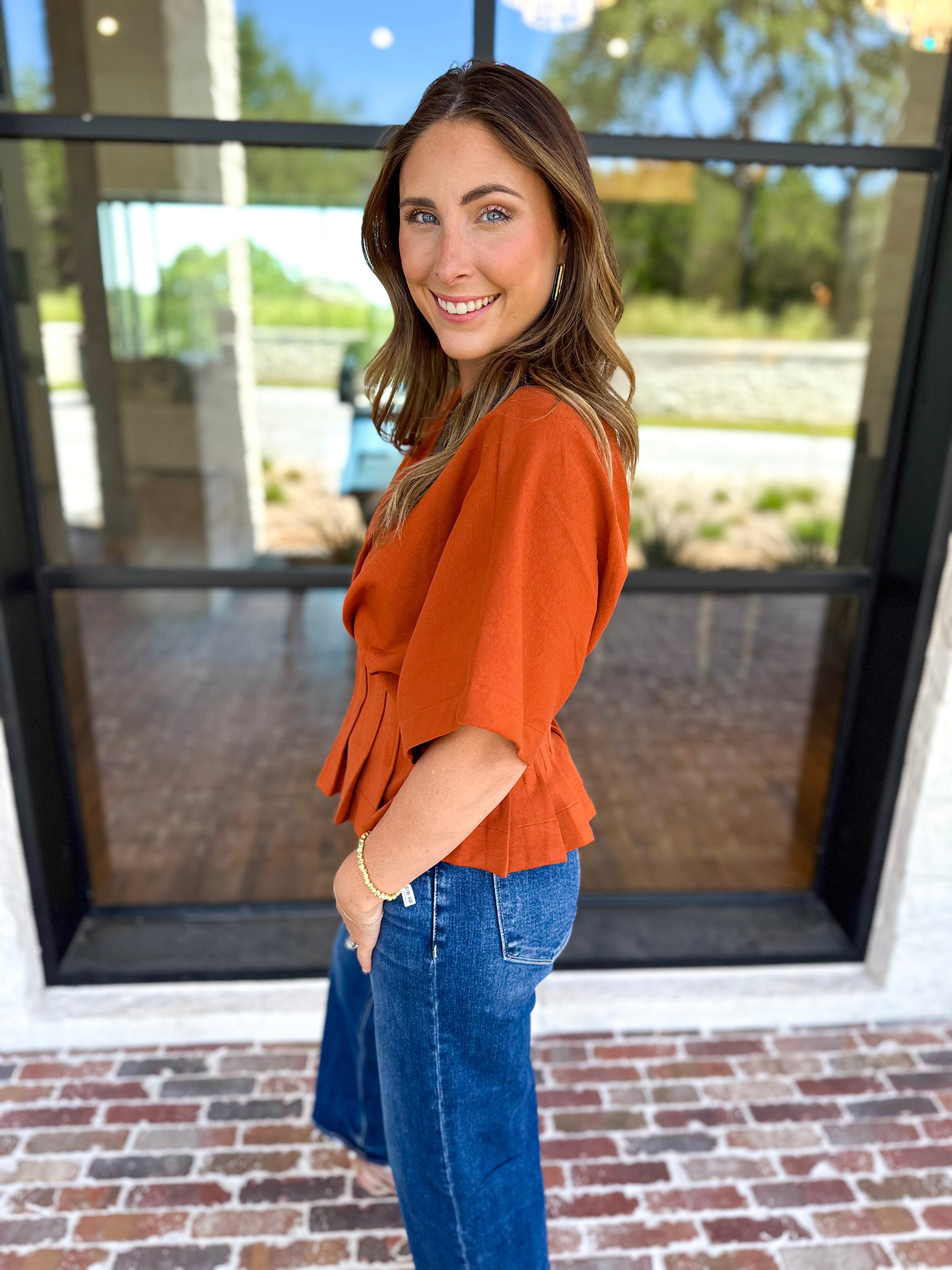 Elevated Chic Top - Clay-200 Fashion Blouses-ENTRO-July & June Women's Fashion Boutique Located in San Antonio, Texas