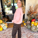 The Daily Mock Neck Sweater - Soft Pink-230 Sweaters/Cardis-SKIES ARE BLUE-July & June Women's Fashion Boutique Located in San Antonio, Texas