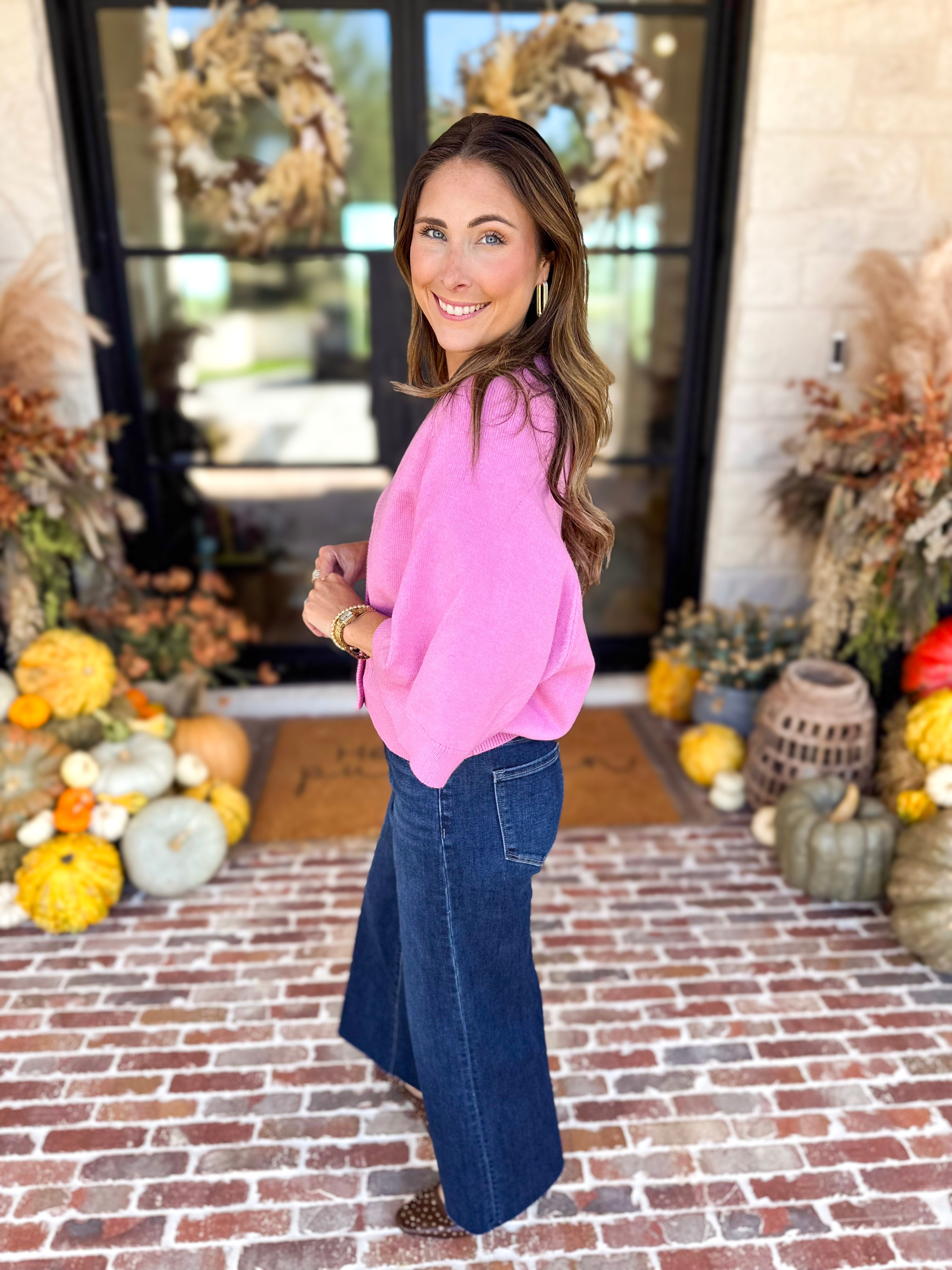 Comfy Oversized Cardigan Top - Pink-230 Sweaters/Cardis-FATE-July & June Women's Fashion Boutique Located in San Antonio, Texas