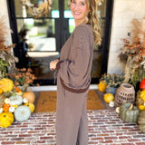 Cozy Time Lounge Set - Chocolate Cream-300 Athleisure/Lounge-POLOGRAM-July & June Women's Fashion Boutique Located in San Antonio, Texas