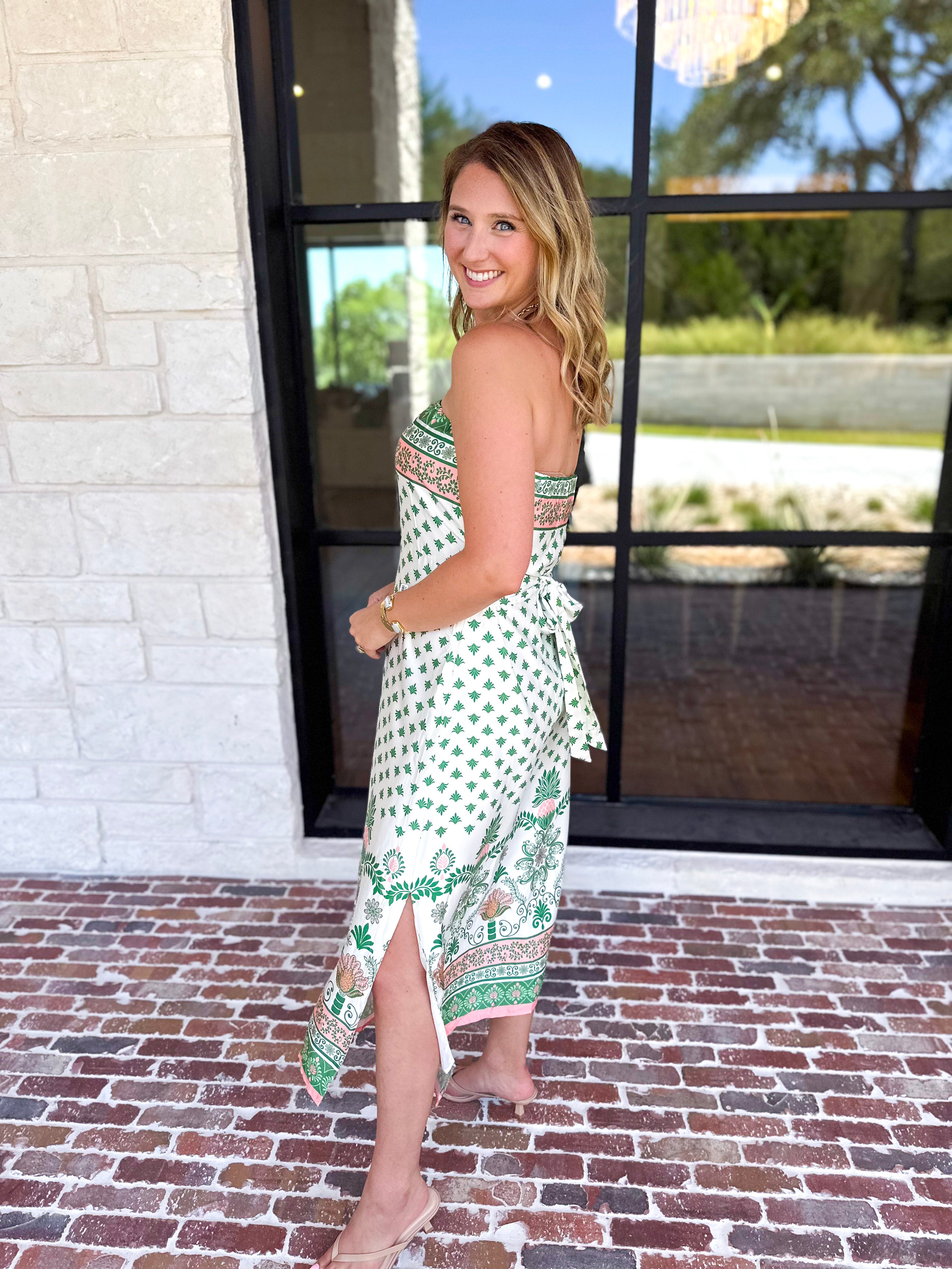 THML - The Everly Strapless Midi Dress-500 Midi-THML-July & June Women's Fashion Boutique Located in San Antonio, Texas
