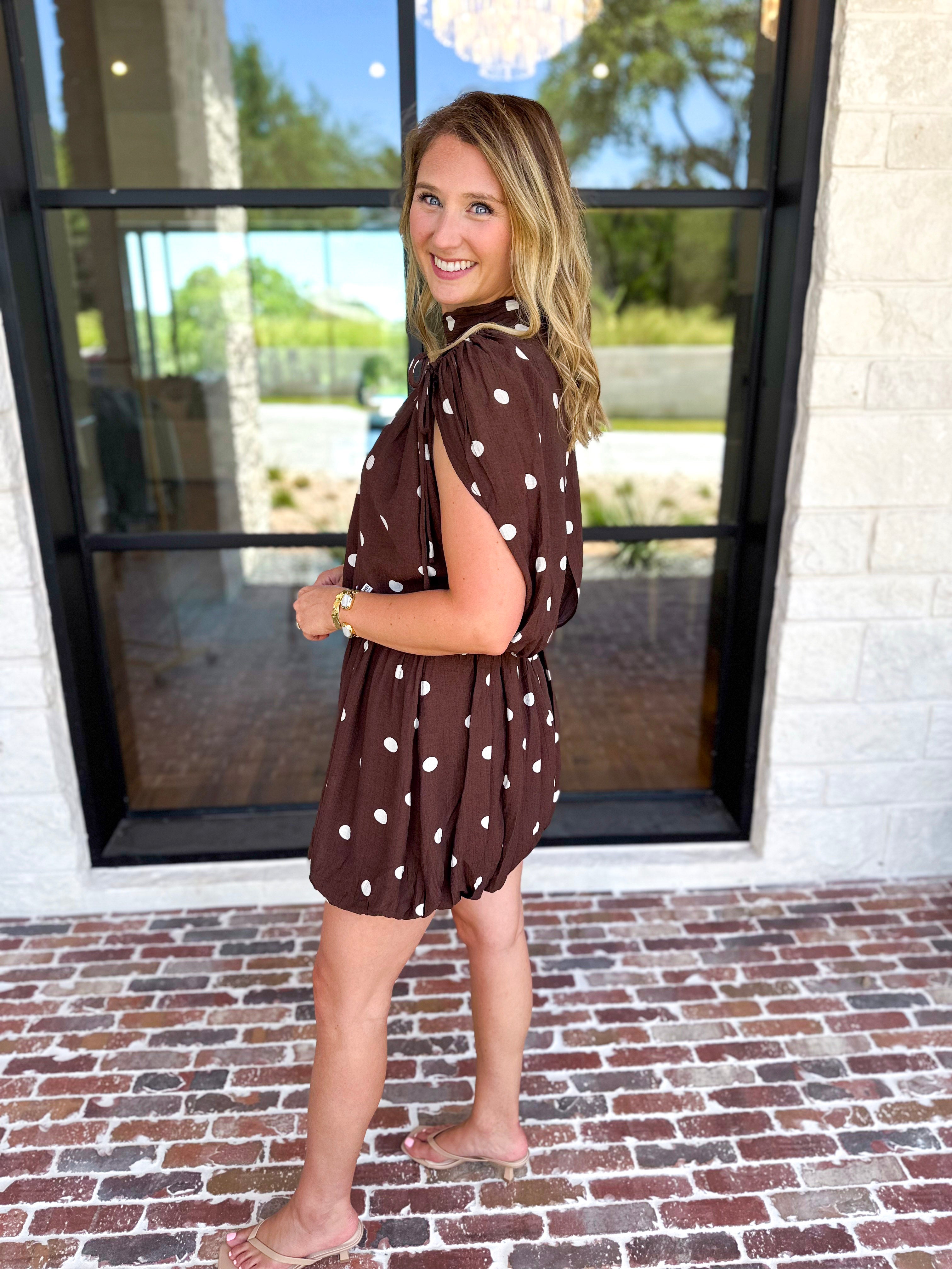 Flirty Polka Dot Mini Dress-510 Mini-ENTRO-July & June Women's Fashion Boutique Located in San Antonio, Texas