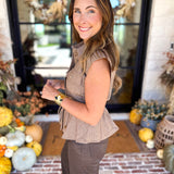 Street Chic Utility Cinched Blouse-200 Fashion Blouses-STRUT & BOLT-July & June Women's Fashion Boutique Located in San Antonio, Texas