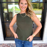 Liverpool - Classic Boatneck Knit Tank - Hunter Green-210 Casual Blouses-LIVERPOOL JEANS COMPANY-July & June Women's Fashion Boutique Located in San Antonio, Texas
