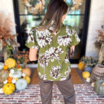 Moss Floral Puff Sleeve Blouse-200 Fashion Blouses-TCEC-July & June Women's Fashion Boutique Located in San Antonio, Texas