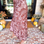 Current Air - Satin Blushing Florals Midi Skirt-410 Shorts/Skirts-CURRENT AIR CLOTHING-July & June Women's Fashion Boutique Located in San Antonio, Texas