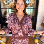 Current Air - Blushing Florals Wrap Blouse-200 Fashion Blouses-CURRENT AIR CLOTHING-July & June Women's Fashion Boutique Located in San Antonio, Texas