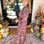Current Air - Mocha Rose Satin Midi Dress-500 Midi-CURRENT AIR CLOTHING-July & June Women's Fashion Boutique Located in San Antonio, Texas