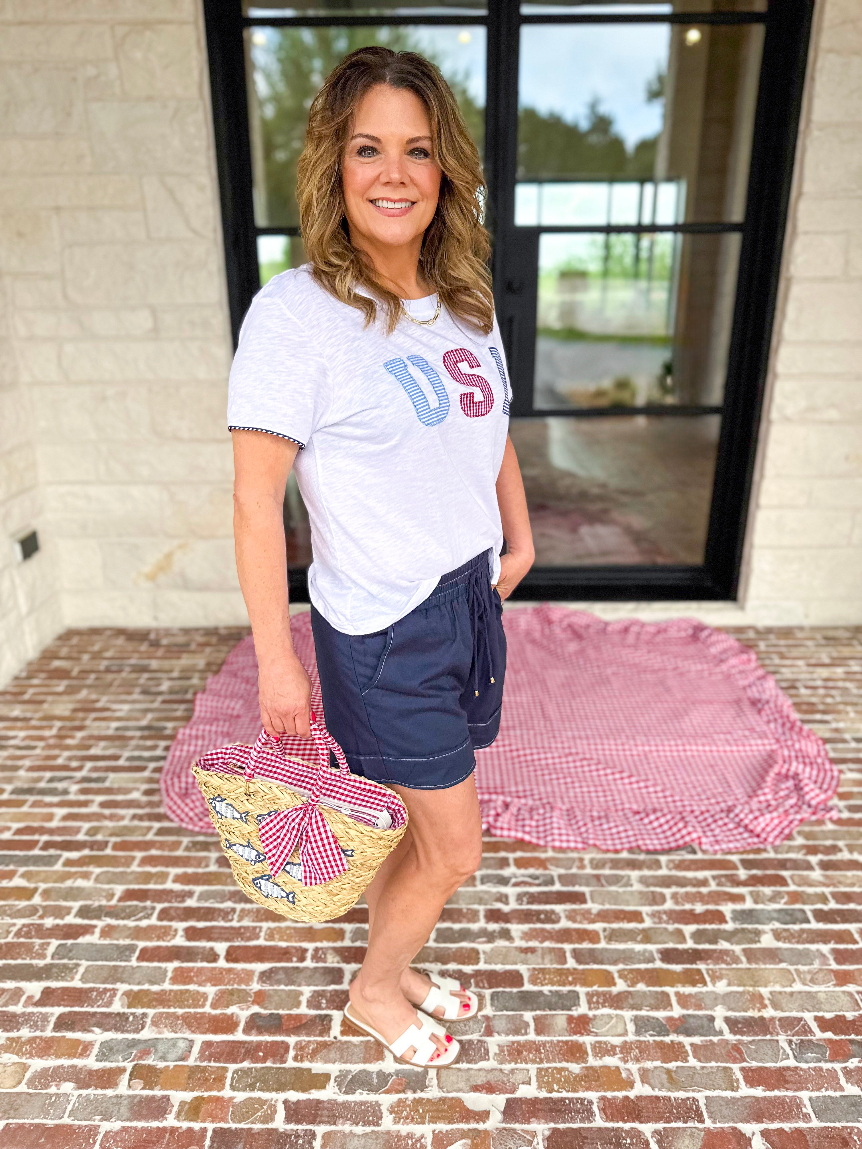 USA Relaxed Tee-210 Casual Blouses-SHIRALEAH-July & June Women's Fashion Boutique Located in San Antonio, Texas